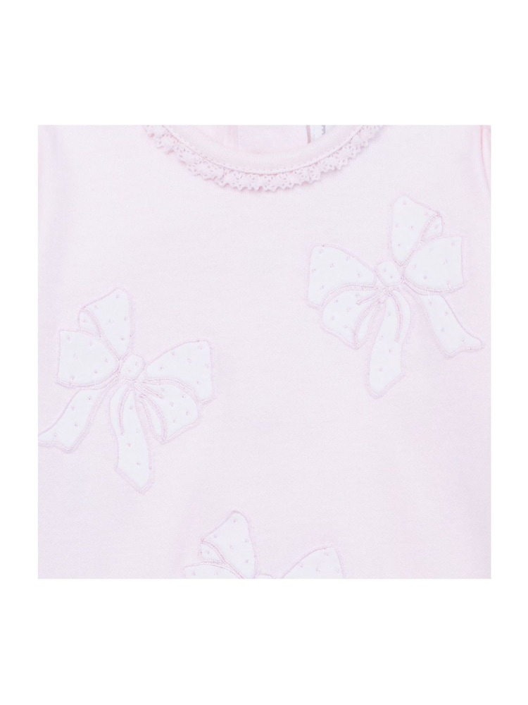 Emile Et Rose 100% Cotton All-In-One With Large Applique Bow & Feet - Image 4 of 4 Emile Et Rose 100% Cotton All-In-One With Large Applique Bow & Feet - Image 4 of 4