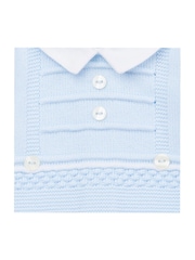 Emile et Rose Blue Knitted 100% Cotton All-In-One With Ridged Yoke & Collar - Image 5 of 5