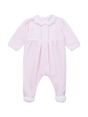 Emile et Rose Pink Velour All-In-One with smock style yoke - Image 2 of 4