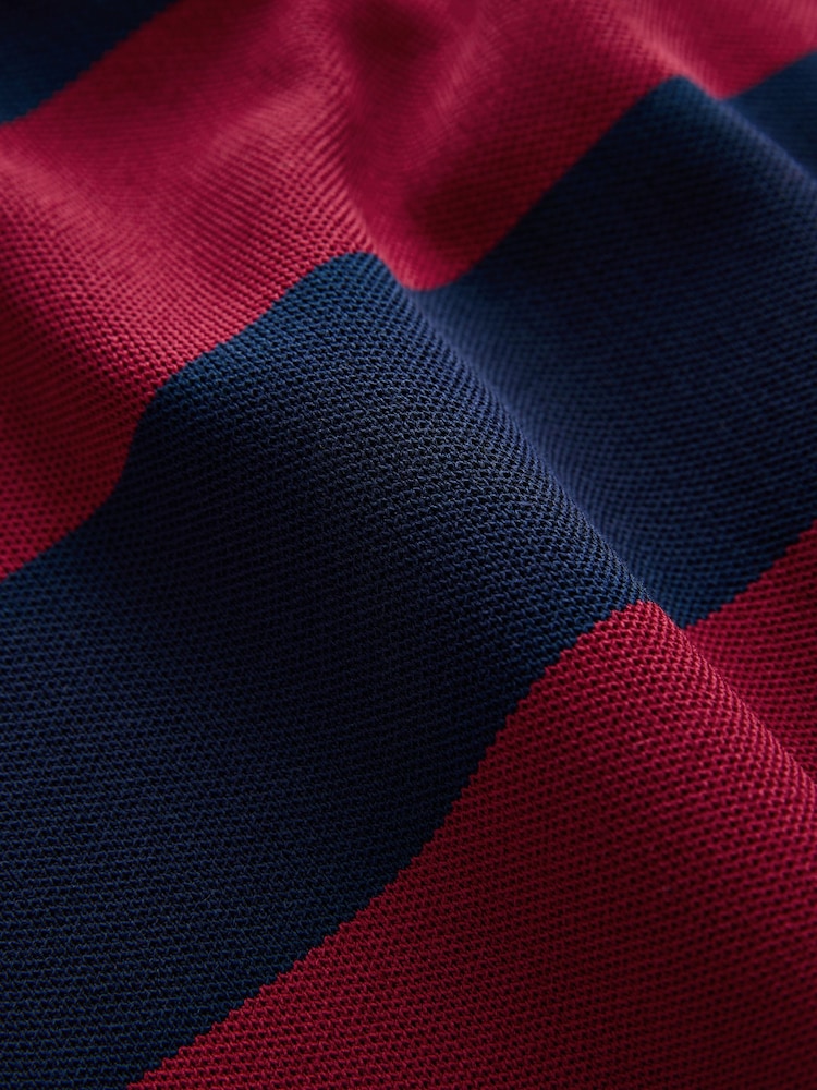 Burgundy Red Stripe Smart Knitted Sleeveless Polo Tank - Image 9 of 9