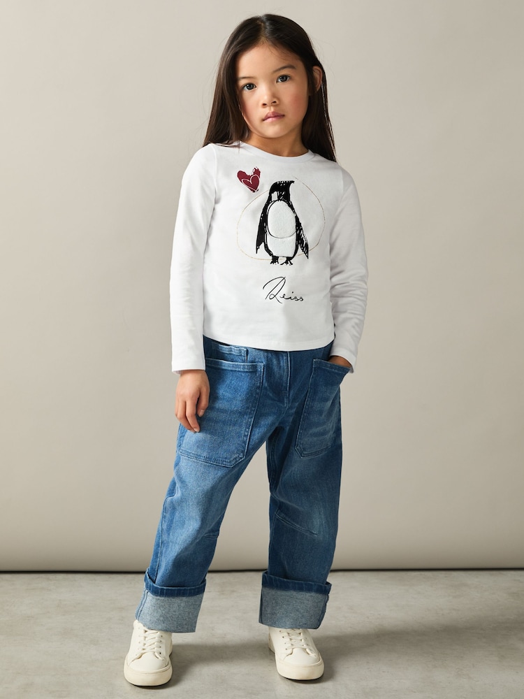 Reiss Ivory Marli 4-9 yrs Cotton Christmas Penguin-Print Logo T-Shirt - Image 1 of 4 Reiss Ivory Marli 4-9 yrs Cotton Christmas Penguin-Print Logo T-Shirt - Image 1 of 4