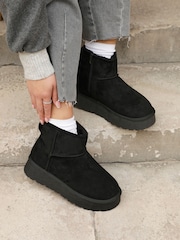 Linzi Black Cammie Platform Ankle Boots With Inside Zip - Image 1 of 1