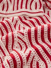 Rojo crudo - Camisa de manga corta con cuello de crochet ondulado - Imagen 8 de 9