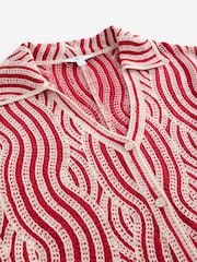 Rojo crudo - Camisa de manga corta con cuello de crochet ondulado - Imagen 9 de 9