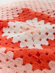 Orange Neutral Square Crochet Long Sleeve Open Neck Jumper with Cotton - Image 6 of 7