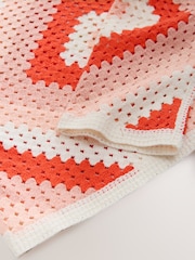 Orange Neutral Square Crochet Long Sleeve Open Neck Jumper with Cotton - Image 7 of 7