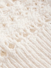 White Ecru 100% Cotton Stitch Long Sleeve Crew Neck Knitted Jumper - Image 6 of 7