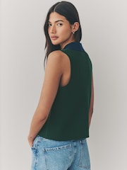 Green Navy Smart Knitted Sleeveless Polo Tank - Image 3 of 7