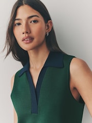 Green Navy Smart Knitted Sleeveless Polo Tank - Image 4 of 7
