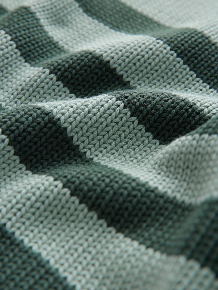 Teal Blue Stripe 100% Cotton Knitted Short Sleeve Top - Image 7 of 7