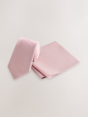 Pink Textured Tie And Pocket Square Set - Image 1 of 4
