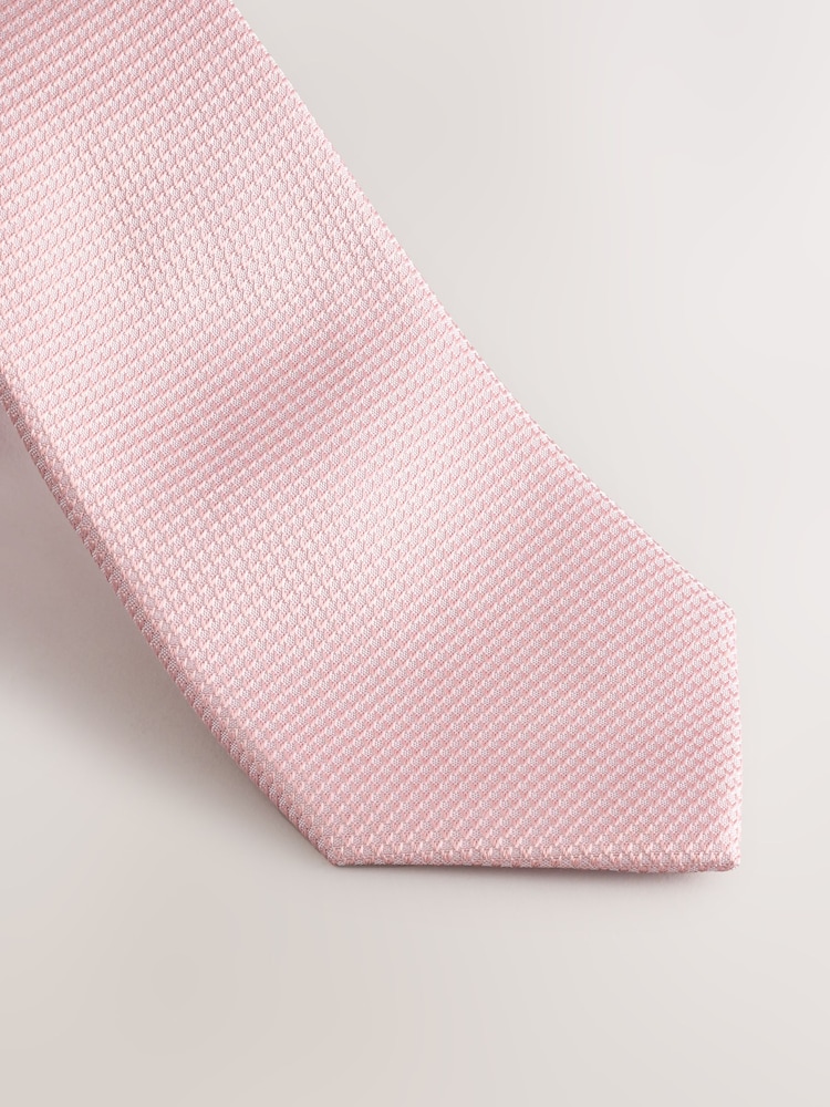 Pink Textured Tie And Pocket Square Set - Image 2 of 4