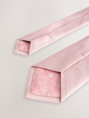 Pink Textured Tie And Pocket Square Set - Image 3 of 4