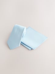 Blue Textured Tie And Pocket Square Set - Image 1 of 4