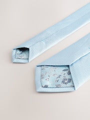Blue Textured Tie And Pocket Square Set - Image 3 of 4