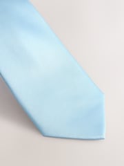 Azul pastel - Regular - Juego de corbata y pañuelo de bolsillo de seda - Imagen 2 de 4