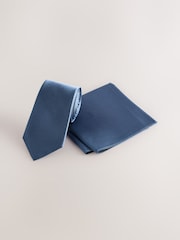 Blue Silk Tie And Pocket Square Set - Image 1 of 4