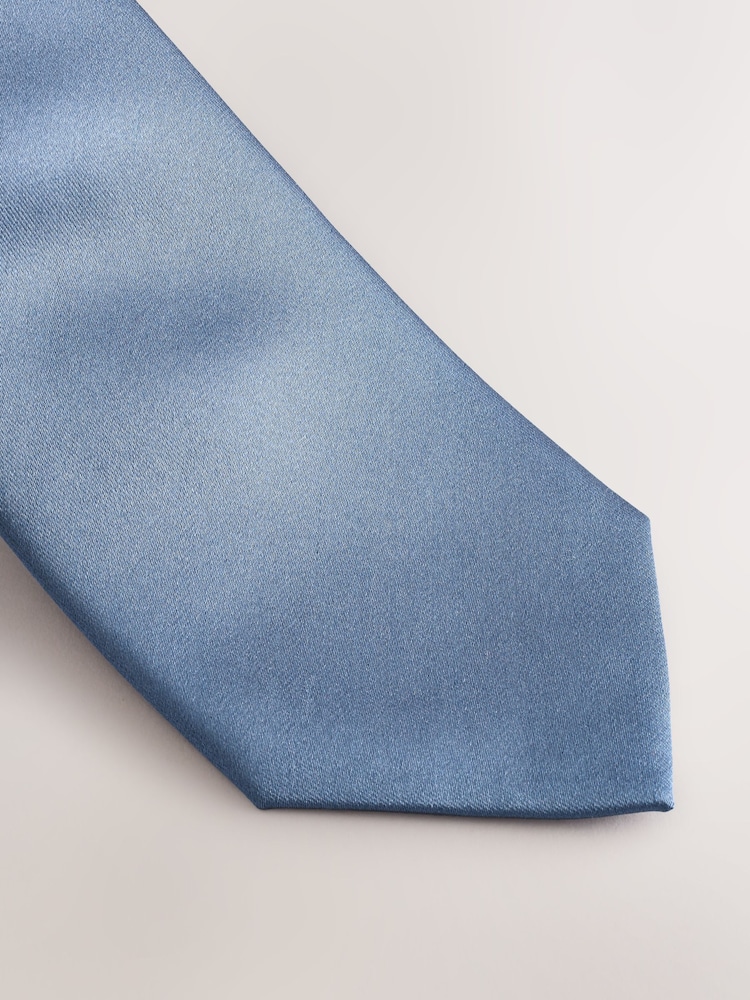 Blue Silk Tie And Pocket Square Set - Image 2 of 4 Blue Silk Tie And Pocket Square Set - Image 2 of 4