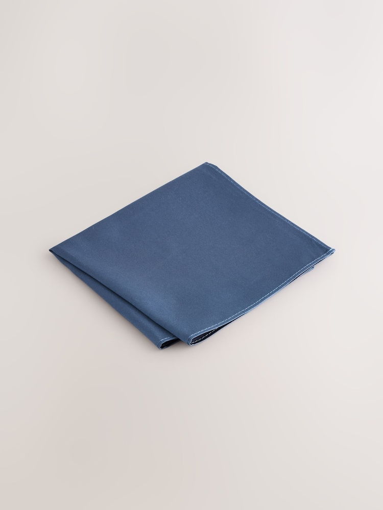 Blue Silk Tie And Pocket Square Set - Image 4 of 4 Blue Silk Tie And Pocket Square Set - Image 4 of 4