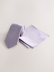 Purple Silk Tie And Pocket Square Set - Image 1 of 4