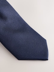 Navy Textured Tie And Pocket Square Set - Image 2 of 4