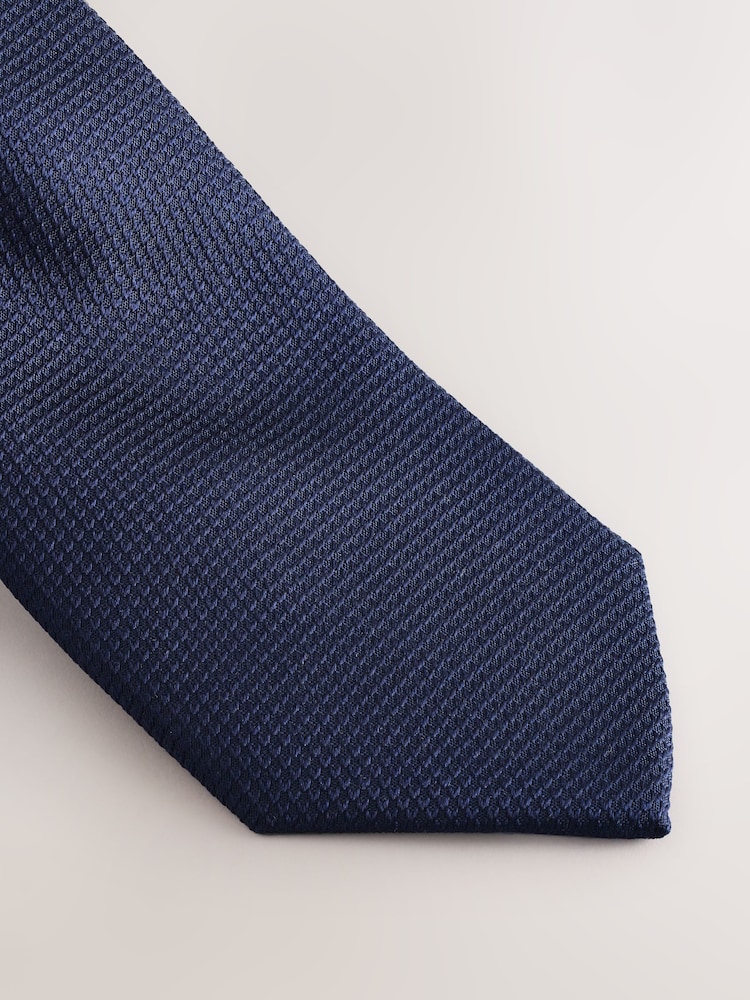 Navy Textured Tie And Pocket Square Set - Image 2 of 4
