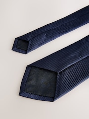 Navy Textured Tie And Pocket Square Set - Image 3 of 4