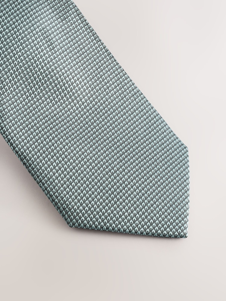 Sage Textured Tie And Pocket Square Set - Image 3 of 5