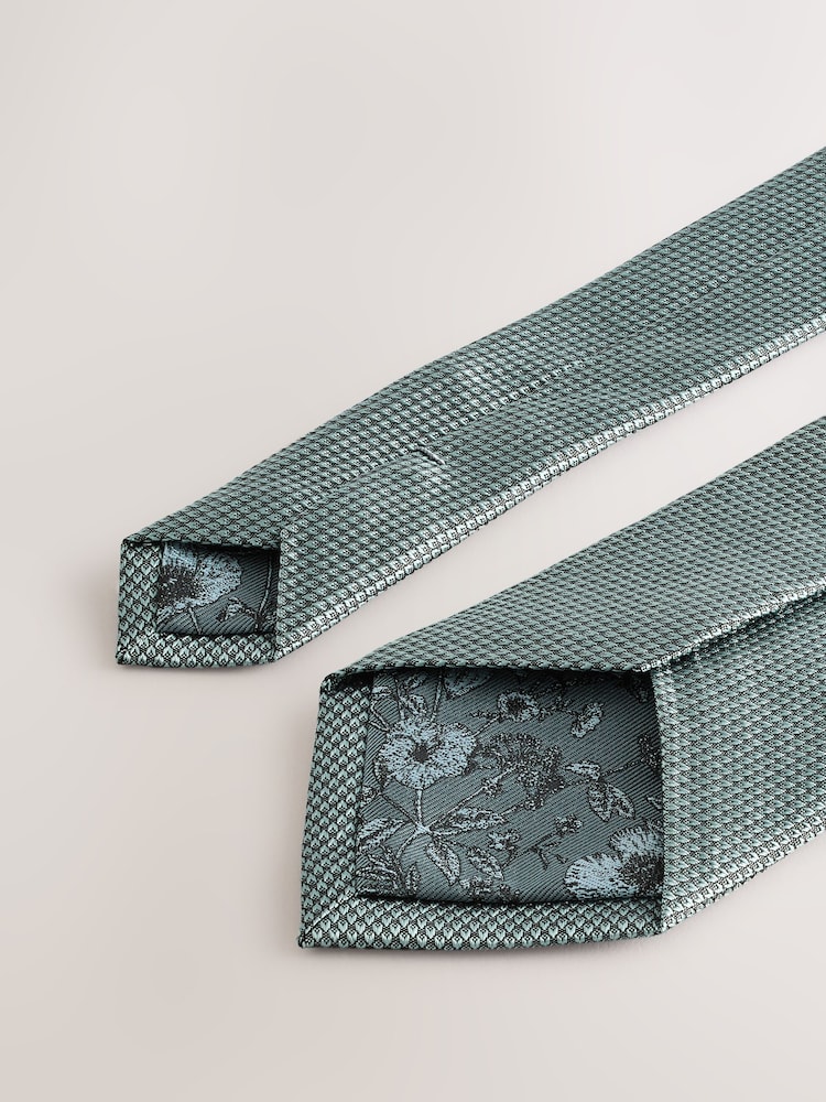 Sage Textured Tie And Pocket Square Set - Image 4 of 5