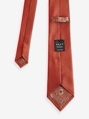 Rust Textured Tie And Pocket Square Set - Image 3 of 7