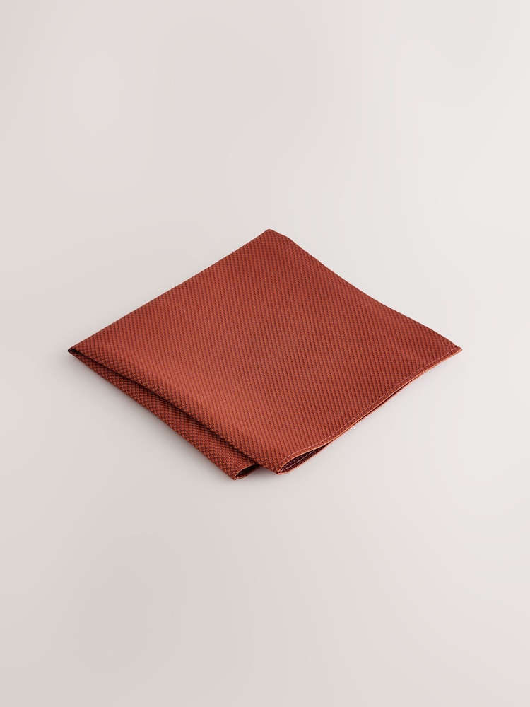 Rust Textured Tie And Pocket Square Set - Image 7 of 7