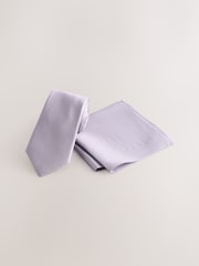 Lilac Textured Tie And Pocket Square Set - Image 1 of 4