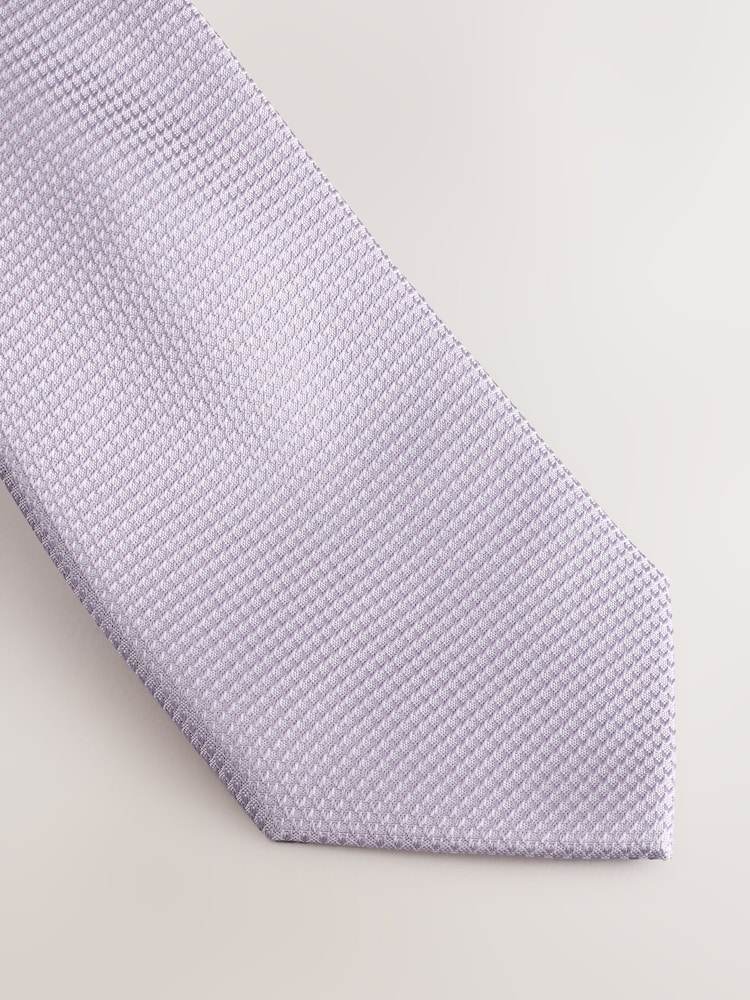 Lilac Textured Tie And Pocket Square Set - Image 2 of 4