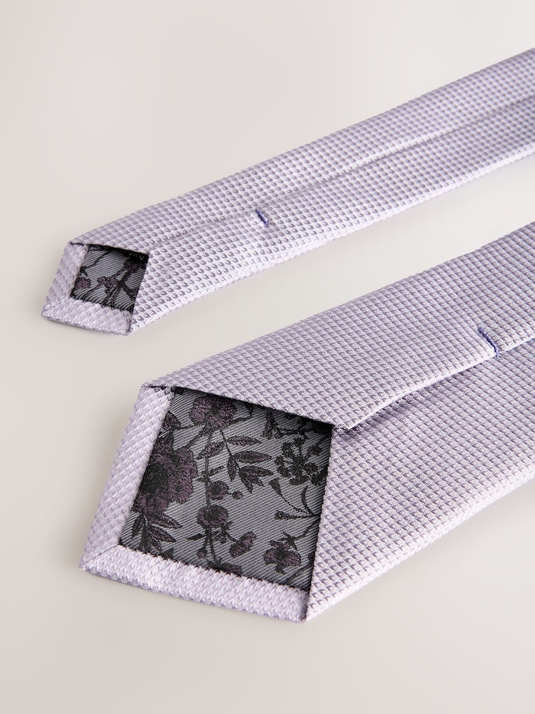 Lilac Textured Tie And Pocket Square Set - Image 3 of 4