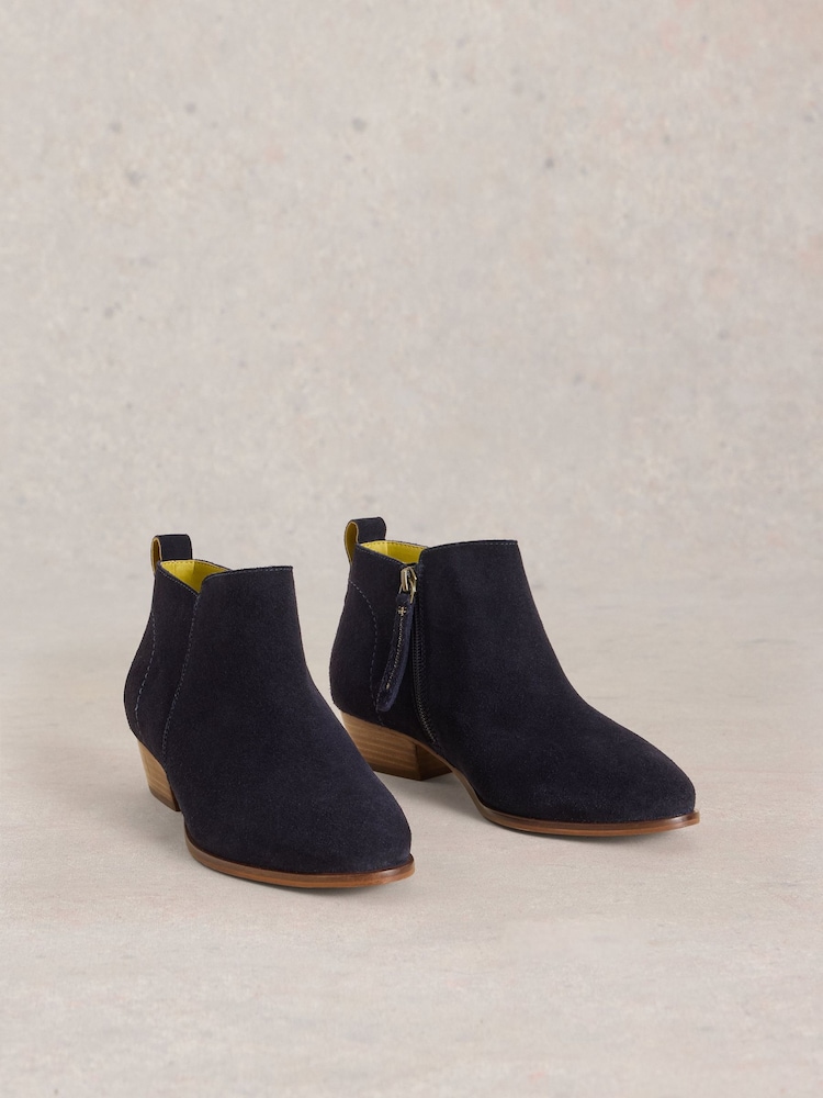 White Stuff Blue Wide Fit Suede Ankle Boots - Image 2 of 4