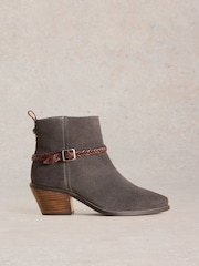White Stuff Grey Peony Suede Plait Strap Boots - Image 1 of 4