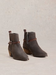 White Stuff Grey Peony Suede Plait Strap Boots - Image 2 of 4