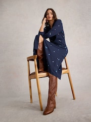 White Stuff Blue Rua Embroidered Jersey Dress - Image 3 of 6