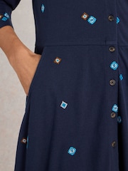 White Stuff Blue Rua Embroidered Jersey Dress - Image 4 of 6