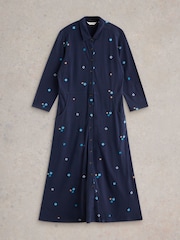 White Stuff Blue Rua Embroidered Jersey Dress - Image 5 of 6