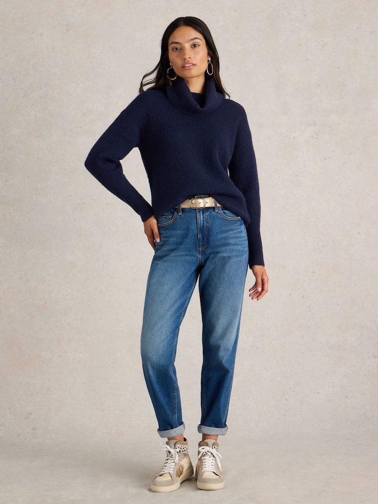 White Stuff Blue Lovely Rib Jumper - Image 1 of 6