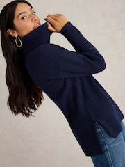 White Stuff Blue Lovely Rib Jumper - Image 4 of 6