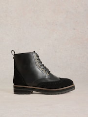 White Stuff Black Bene Brogue Leather Boots - Image 1 of 4
