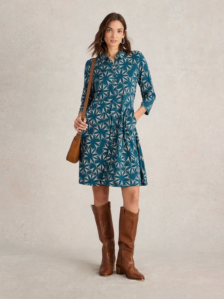 White Stuff Green Ria Jersey Shirt Dress - Image 1 of 6