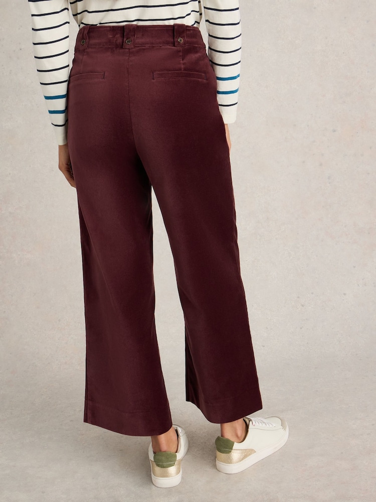 White Stuff Purple Belle Cropped Velvet Trousers - Image 2 of 6