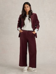 White Stuff Purple Belle Cropped Velvet Trousers - Image 3 of 6