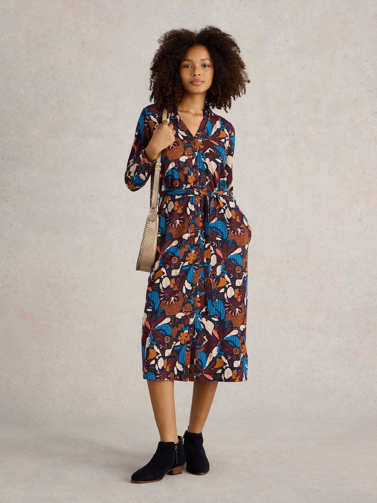 White Stuff Blue Annie Jersey Shirt Dress - Image 1 of 6 White Stuff Blue Annie Jersey Shirt Dress - Image 1 of 6