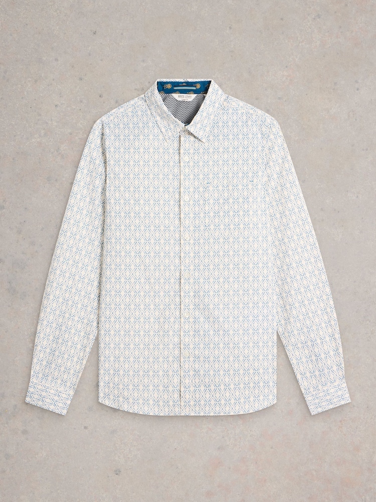 White Stuff Diamond Squiggle Printed 100% Cotton Shirt - Imagen 6 de 6