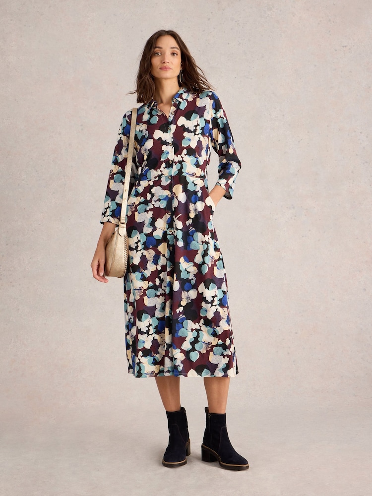 White Stuff Purple Rua Jersey Shirt Dress - Image 1 of 6