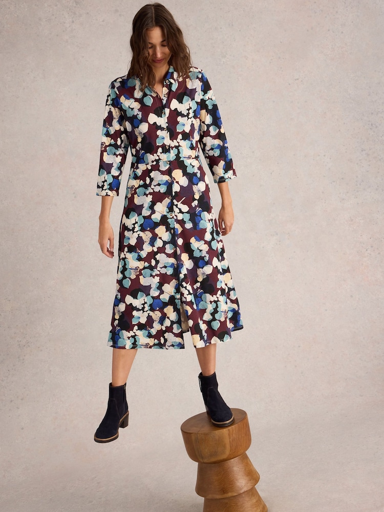 White Stuff Purple Rua Jersey Shirt Dress - Image 2 of 6